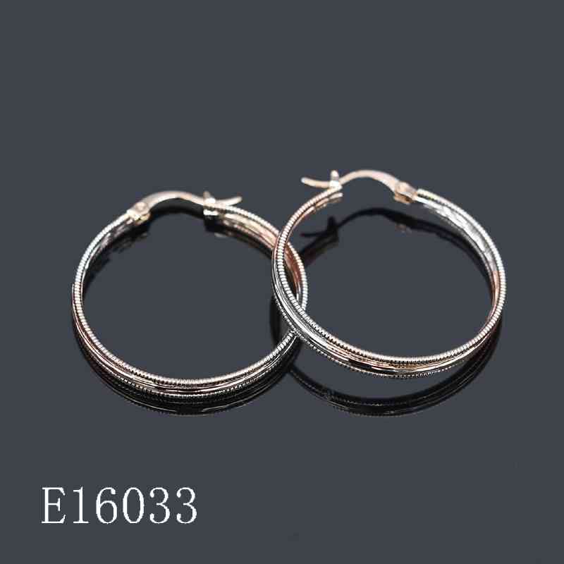 E16033 - 18K Rose Gold Plated 20mm Ribbed Hoop Earrings | Textured Medium Gold Hoops