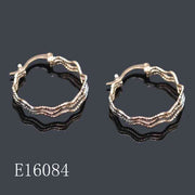 E16084 - 18K Gold Plated | 20mm | Textured Wave Hoop Earrings – Organic Layered Huggie Hoops for Women