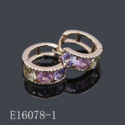 E16078-1 - 18K Gold Plated Multicolor Cubic Zirconia Huggie Hoop Earrings | Pastel Crystal Small Hoops for Women