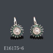 E16175-6 - 18K Gold Plated Virgin Mary Leverback Earrings – Emerald Green Cubic Zirconia Sunburst Religious Jewelry