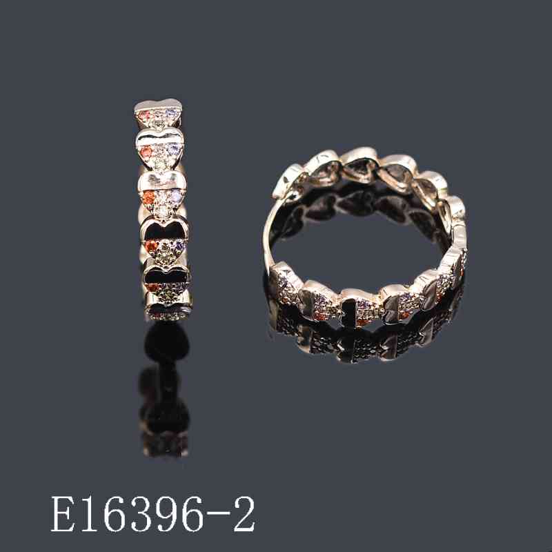 E16396-2 - 18K Gold Plated Rainbow Cubic Zirconia Heart Hoop Earrings | Multi-Color Crystal Huggie Hoops