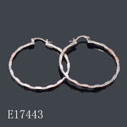 E17443 - 40mm Tri-Color Gold Plated Textured Hoop Earrings for Women (18k Gold Plated) | Lightweight Diamond-Cut Pattern Hoops