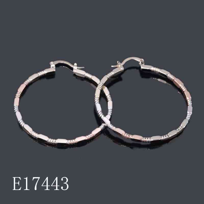 E17443 - 40mm Tri-Color Gold Plated Textured Hoop Earrings for Women (18k Gold Plated) | Lightweight Diamond-Cut Pattern Hoops