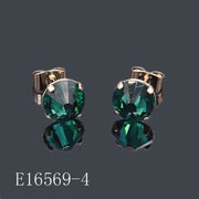 E16569-4 - 18K Gold Plated Emerald Green Crystal Stud Earrings – Solitaire Birthstone Studs for Women