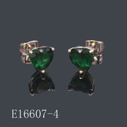 E16607-4 - 18K Gold Plated Emerald Green Heart Stud Earrings | Heart Shaped Gemstone Earrings for Women