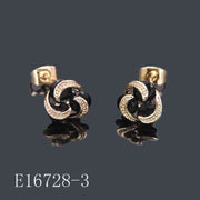 E16728-3 - 18K Gold Plated Black Crystal Floral Stud Earrings | Elegant Twist Knot Jewelry for Women