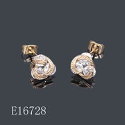 E16728 - 18K Gold Plated Cubic Zirconia Swirl Stud Earrings | Elegant Sparkle Cluster Earrings for Women