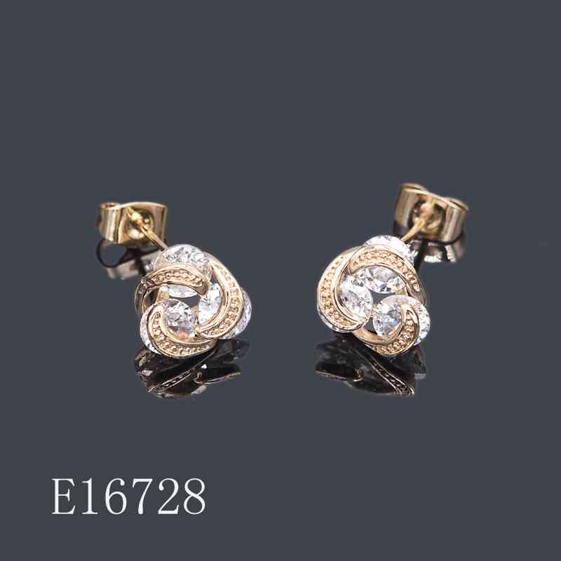 E16728 - 18K Gold Plated Cubic Zirconia Swirl Stud Earrings | Elegant Sparkle Cluster Earrings for Women