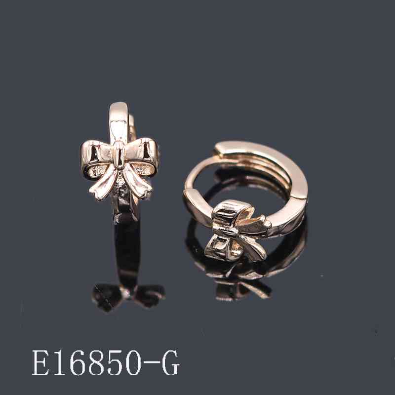 E16850 - Gold Plated Ribbon Bow Huggie Hoop Earrings | Cute Coquette Mini Hoops for Women & Girls