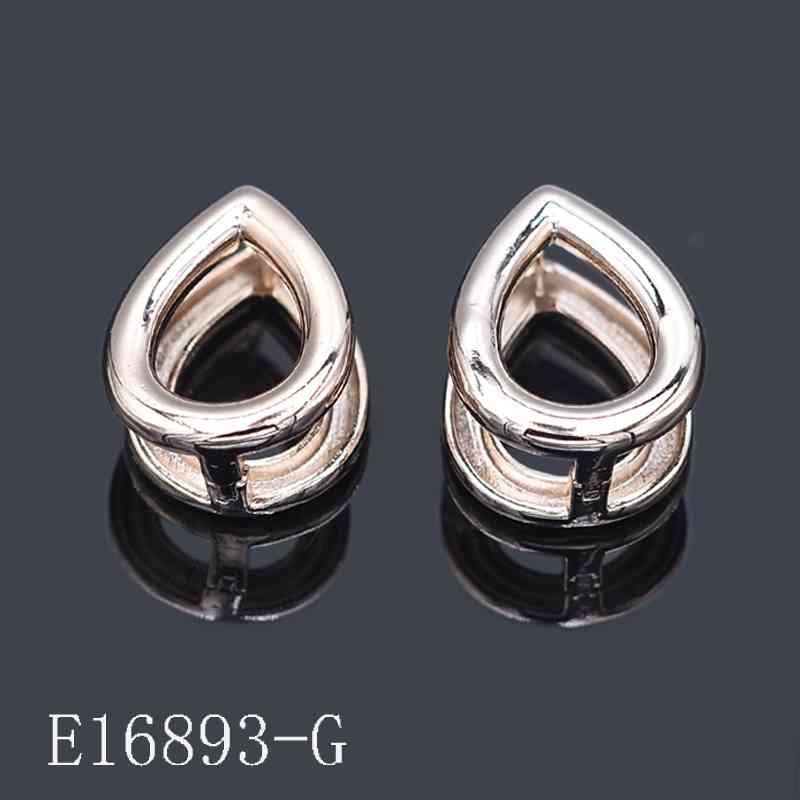 E16893 - Gold Plated Hollow Teardrop Stud Earrings | Minimalist Open Waterdrop Earrings for Women