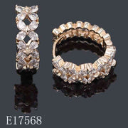 E17568 - 18K Gold Plated Floral Cubic Zirconia Huggie Hoop Earrings | Sparkling Crystal Butterfly Cluster Hoops