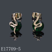 E17709-5 - 18K Gold Plated Emerald Green Crystal Snake Stud Earrings | Serpent Wrap Gemstone Jewelry