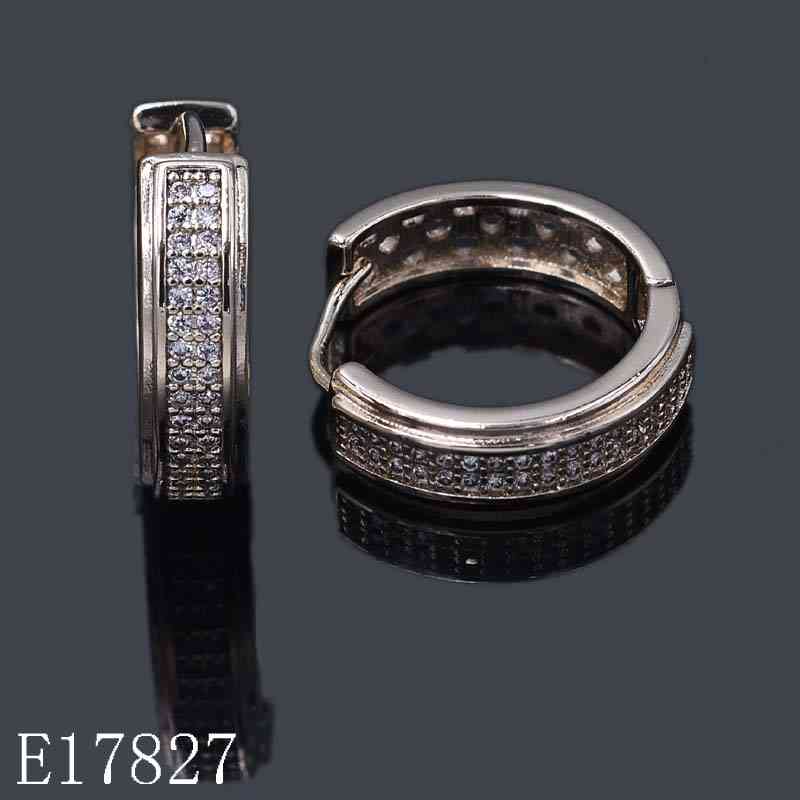 E17827 - 18K Rose Gold Plated Huggie Hoop Earrings with Cubic Zirconia Pave, Small Sparkly Hinged Hoops for Women