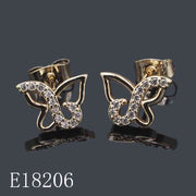 E18206 - 18K Gold Plated Butterfly Stud Earrings with Sparkling Cubic Zirconia | Delicate Everyday Jewelry Gift