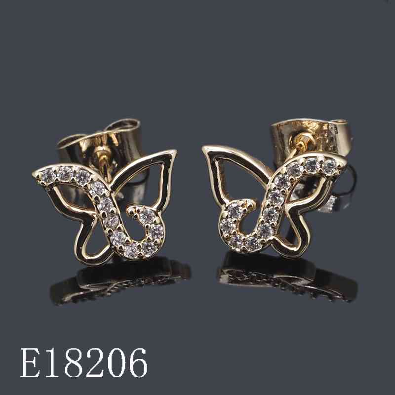 E18197 - 18K Gold Plated Butterfly Stud Earrings with Cubic Zirconia | Sparkly Dainty Jewelry Gift for Women