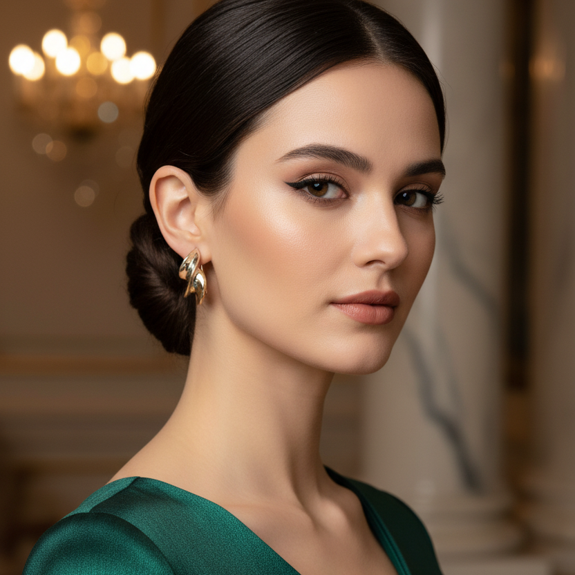 E18266 - 18K Gold Plated Twisted Huggie Hoop Earrings | Elegant Wave Small Hoops