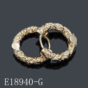 E18940 - 18K Gold Plated Twisted Rope Huggie Hoop Earrings | Textured Small Gold Hoops for Women