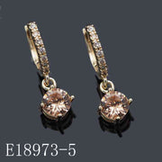 E18973-5 - 18K Gold Plated Champagne Zircon Drizzle Huggie Earrings – Solitaire Drop Hoop Jewelry for Women