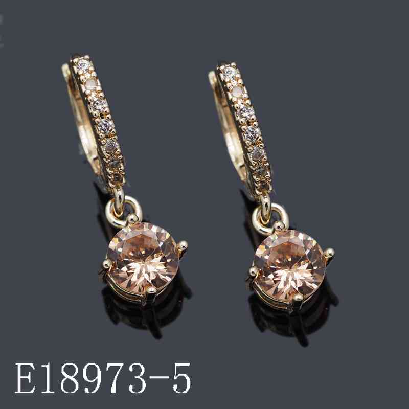 E18973-5 - 18K Gold Plated Champagne Zircon Drizzle Huggie Earrings – Solitaire Drop Hoop Jewelry for Women