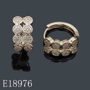 E18976 - 18K Gold Plated Double Row Cubic Zirconia Huggie Hoop Earrings