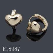 E18987 - 18K Gold Plated Puffy Heart Huggie Hoop Earrings | Romantic Everyday Gold Jewelry