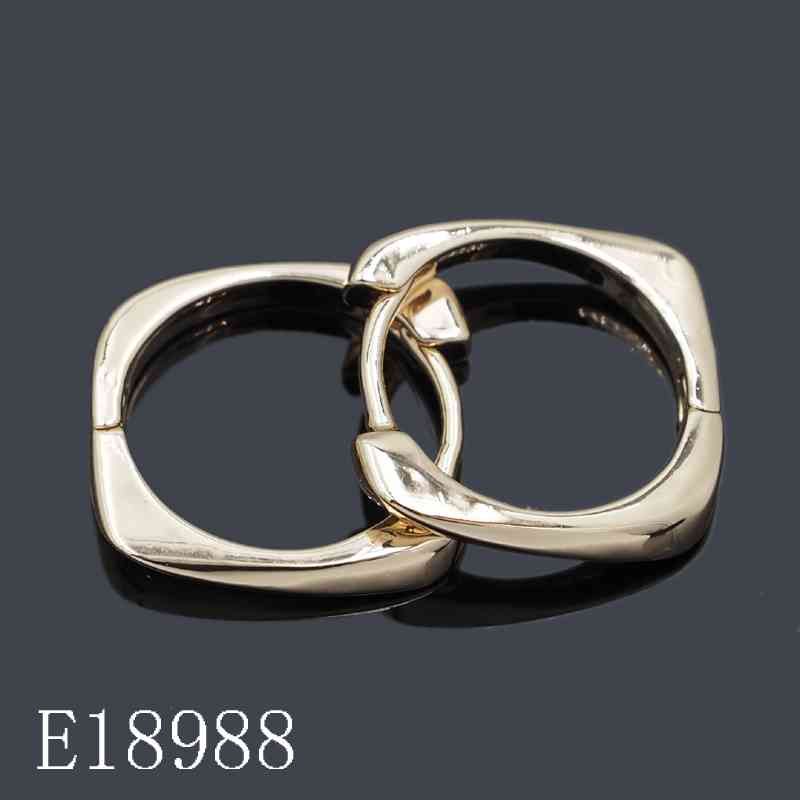 E18988 - 18K Gold Plated Soft Square Huggie Hoop Earrings | Geometric Wave Small Hinged Hoops