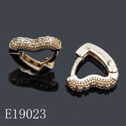 E19023 - 18K Gold Plated Heart Huggie Hoop Earrings with Cubic Zirconia Pave | Romantic Sparkle Small Hoop Jewelry