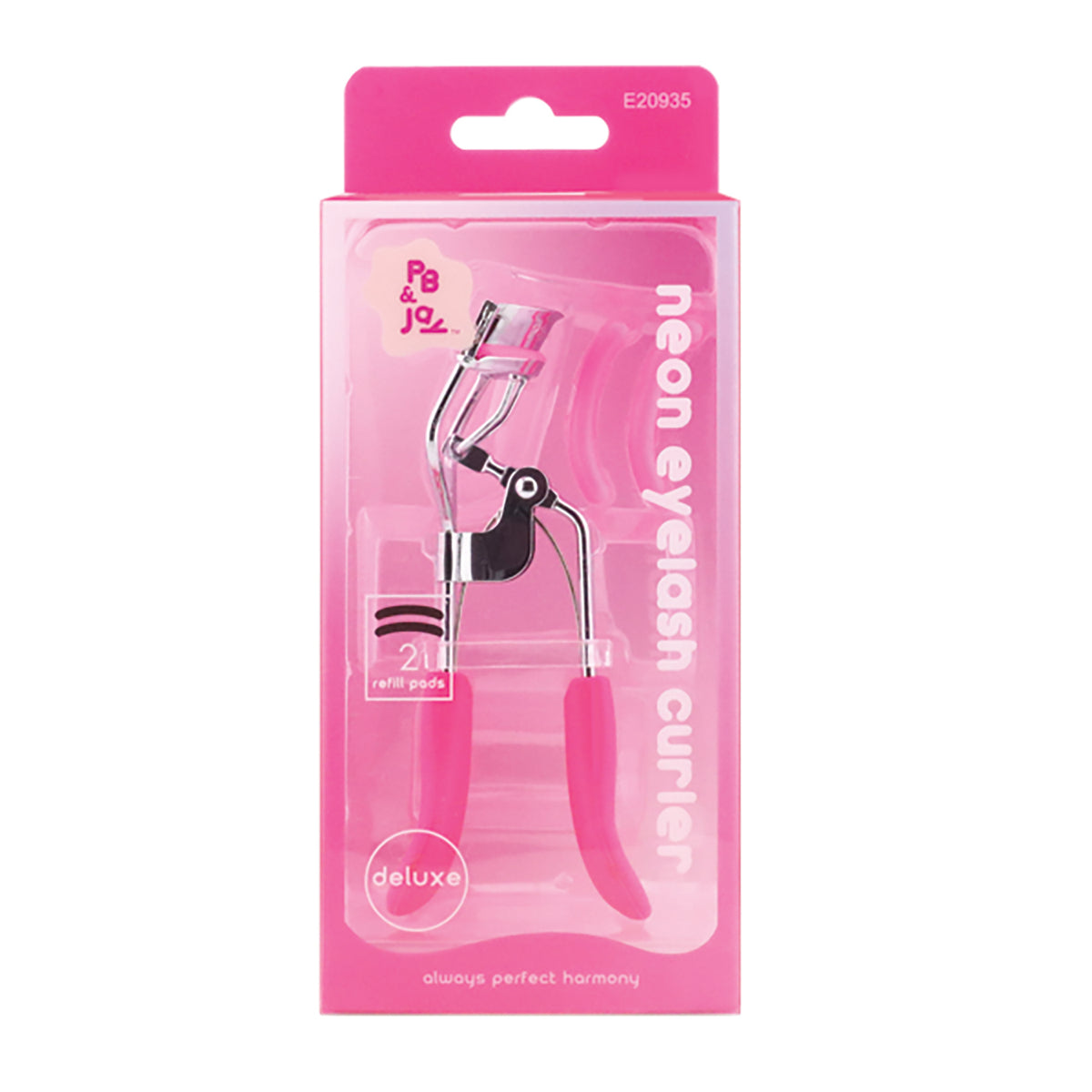 PB & Jay Deluxe Neon Eyelash Curler with 2 Refill Pads – Vibrant Hot Pink Comfort-Grip Lash Tool