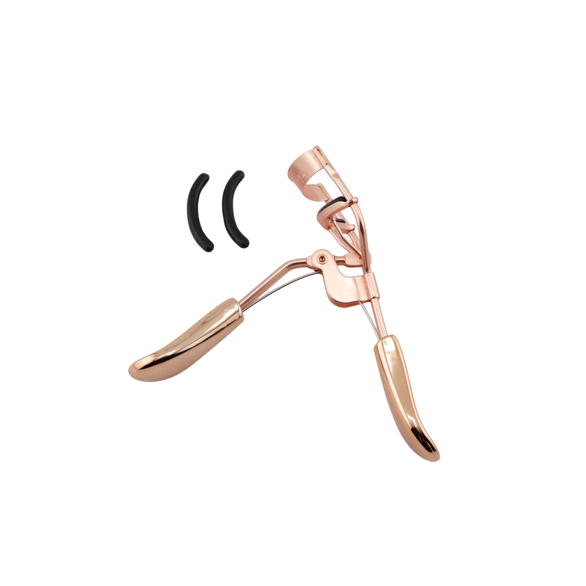 PB & Jay Rose Gold Pro Eyelash Curler with 2 Refill Pads – Metallic Comfort-Grip Lash Tool