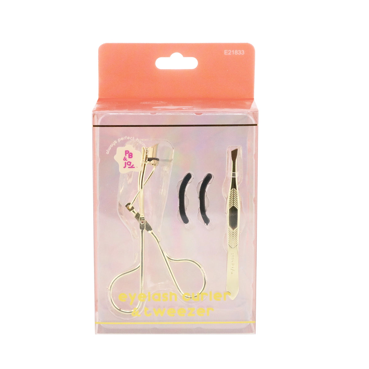 PB & Jay Gold Eyelash Curler & Slant Tweezer Set with Refill Pads – 12pcs
