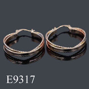 E9317 - 18K Tri-Color Gold Plated Textured Hoop Earrings for Women | Elegant Multi-Strand Huggie Hoops