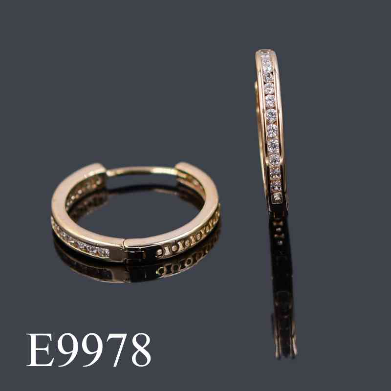E9978 - Gold Plated Cubic Zirconia Huggie Hoop Earrings | Sparkly Small Gold Hoops