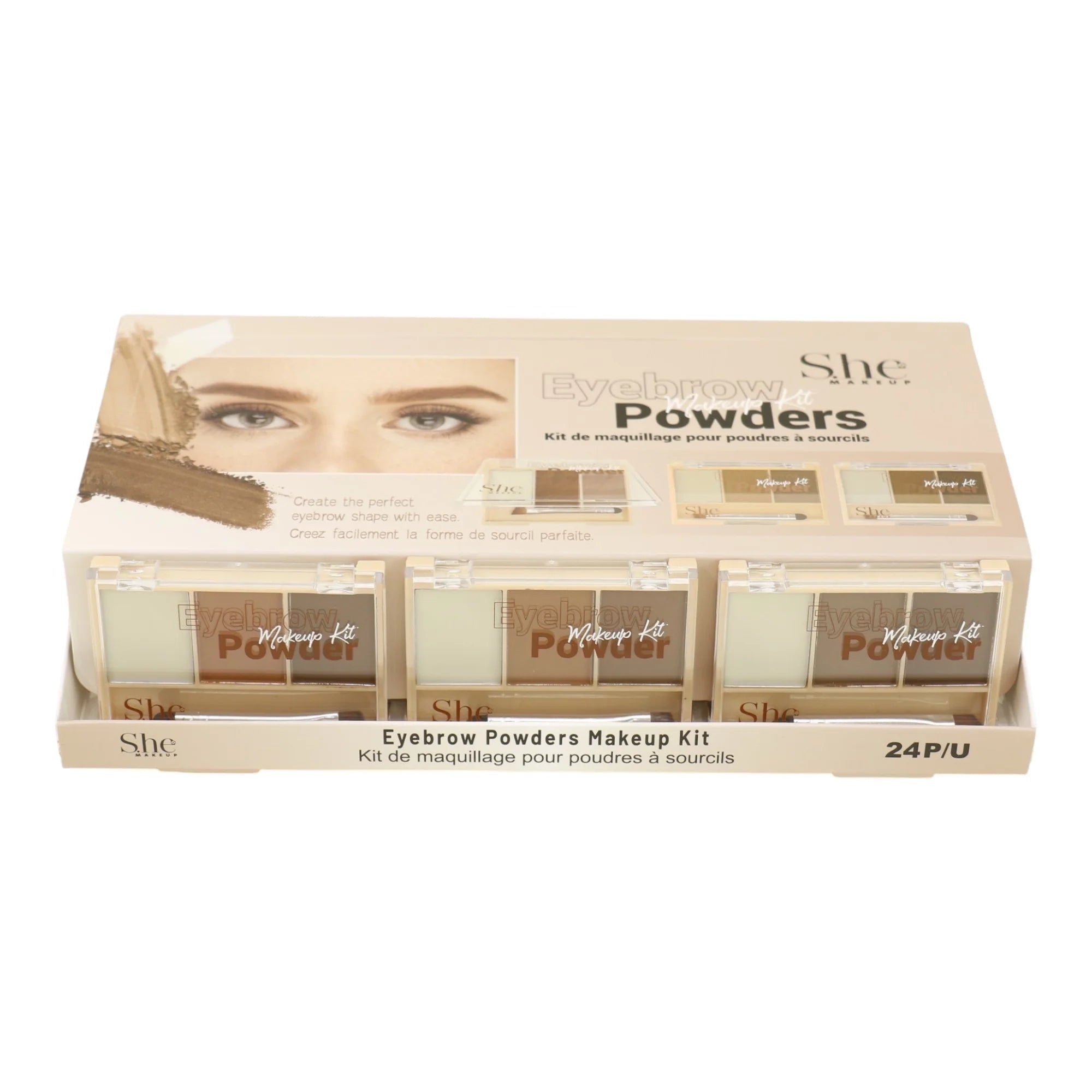S.he Makeup Eyebrow Powders Makeup Kit Display Box | 3-Shade