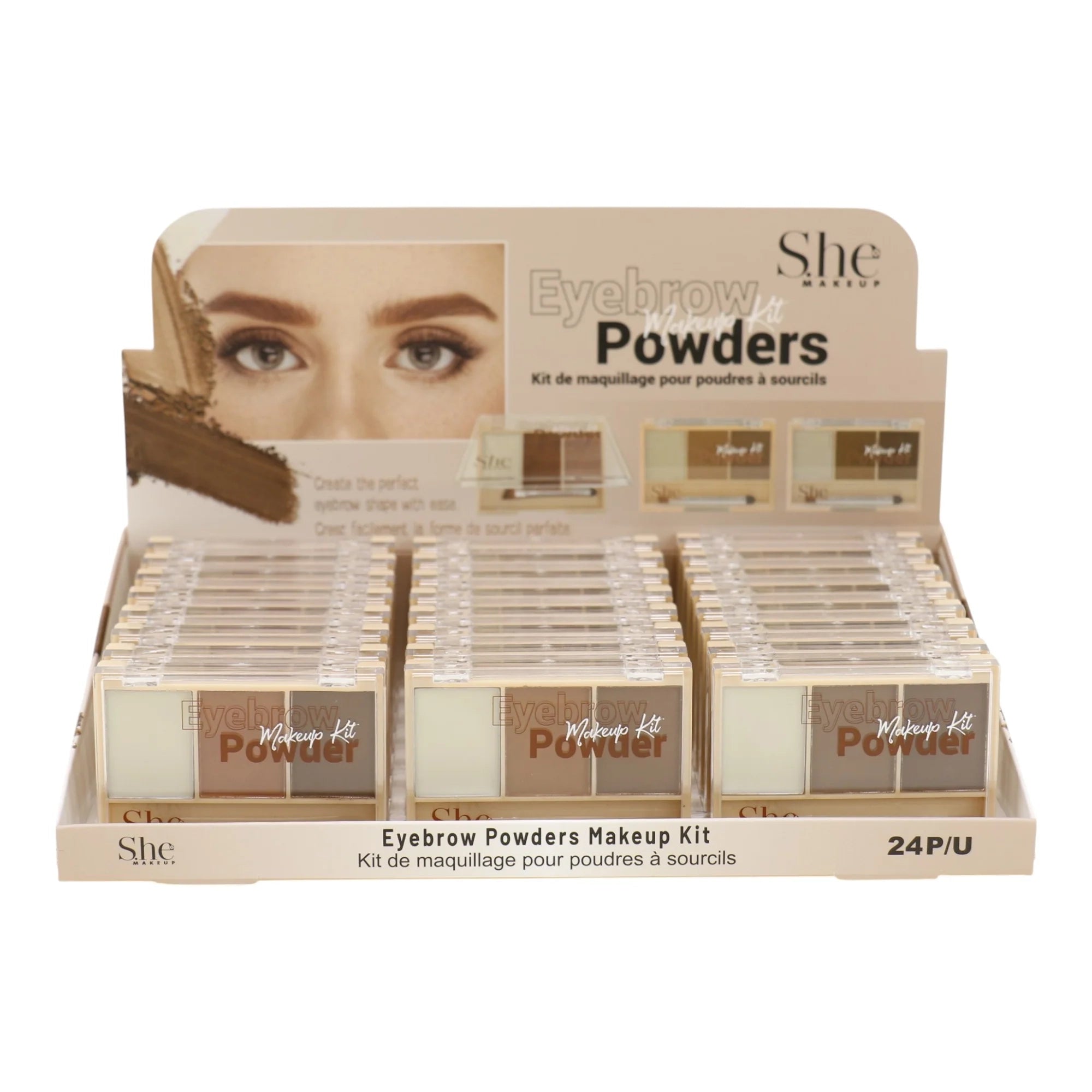 S.he Makeup Eyebrow Powders Makeup Kit Display Box | 3-Shade