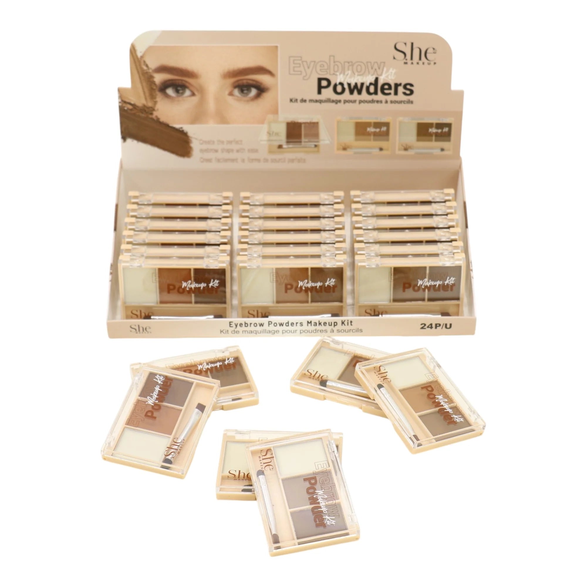 S.he Makeup Eyebrow Powders Makeup Kit Display Box | 3-Shade