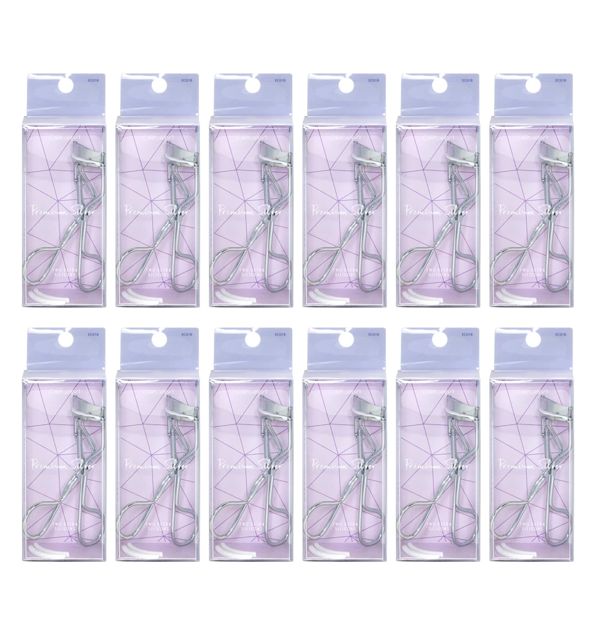 Celavi - Silver Eyelash Curler with 2 Replacement Silicone Pads (12pk)