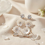 Dazzling Floral Stud Earring Set