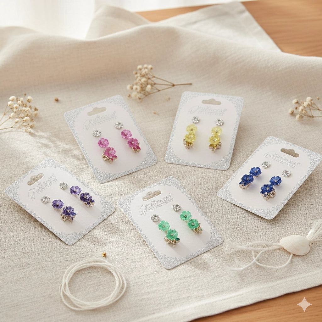 Dazzling Floral Stud Earring Set