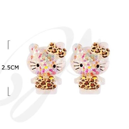 Kawaii Krew: Glitter Leopard Cat Stud Earrings