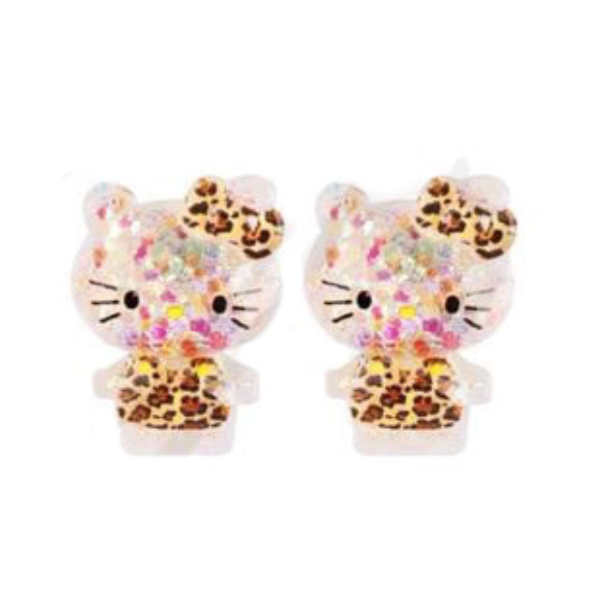 Kawaii Krew: Glitter Leopard Cat Stud Earrings