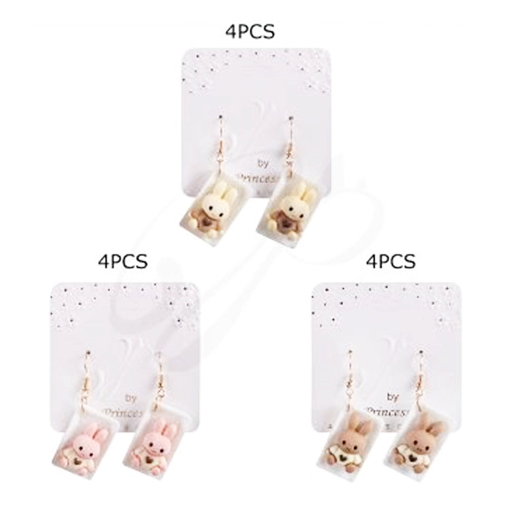 Adorable 3D Bunny Rabbit Drop Earrings – Kawaii Easter Jewelry (EF-1351EA)