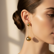 Double Ball Drop Earrings in High-Shine Metallic Finish (EF-2034GS)