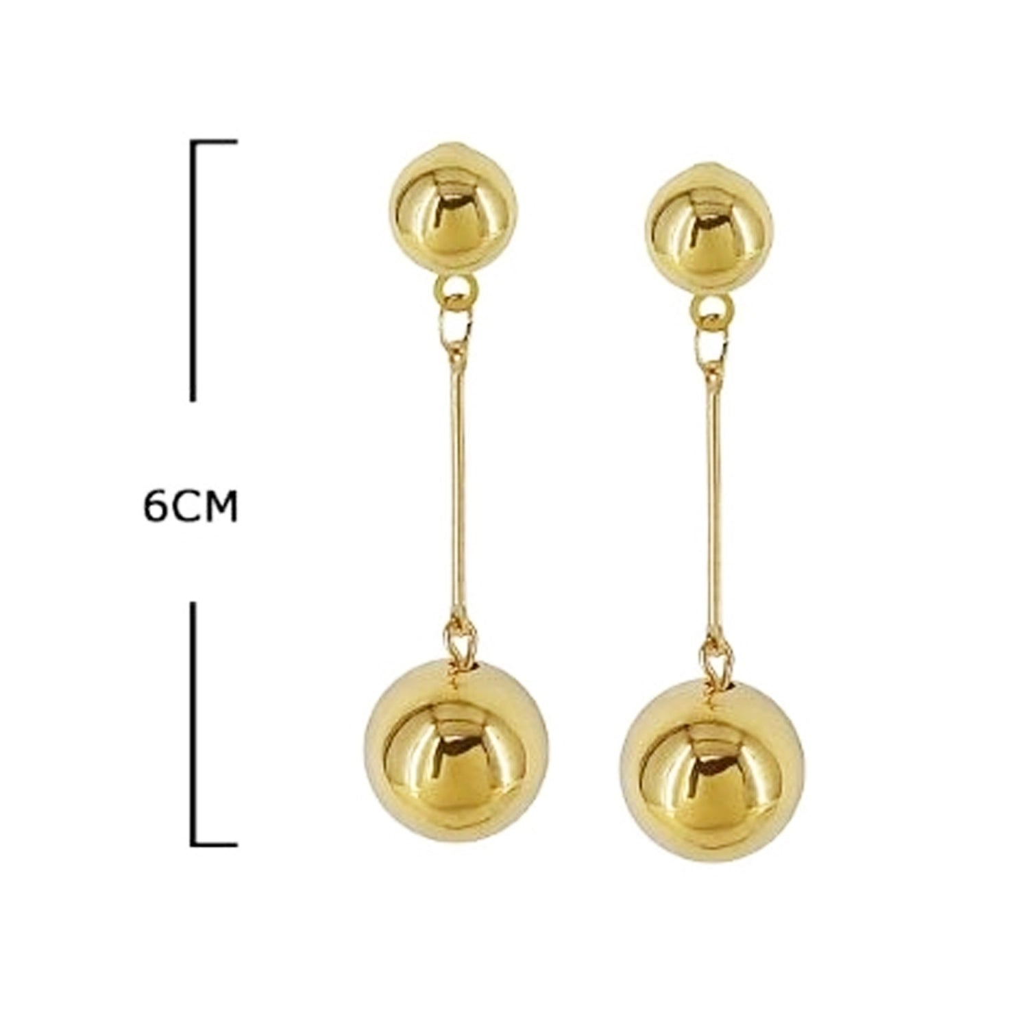 Double Ball Drop Earrings in High-Shine Metallic Finish (EF-2034GS)