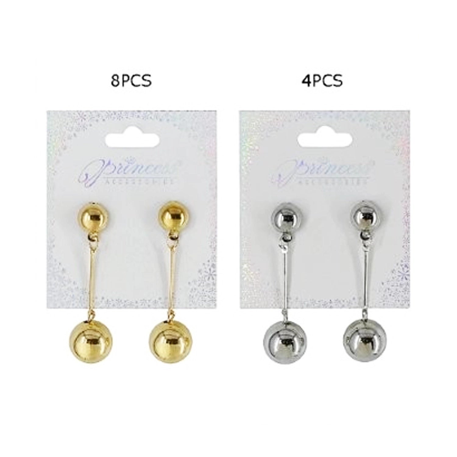 Double Ball Drop Earrings in High-Shine Metallic Finish (EF-2034GS)