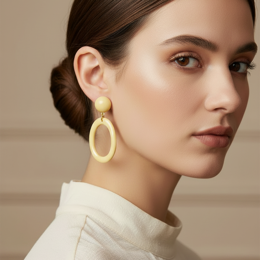 Retro Acrylic Geometric Drop Earrings (EF-6014P)