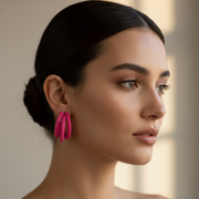 2pc Earring Set – Rhinestone Studs & Triple Layer Matte Hoop Earrings (EF-6020S)