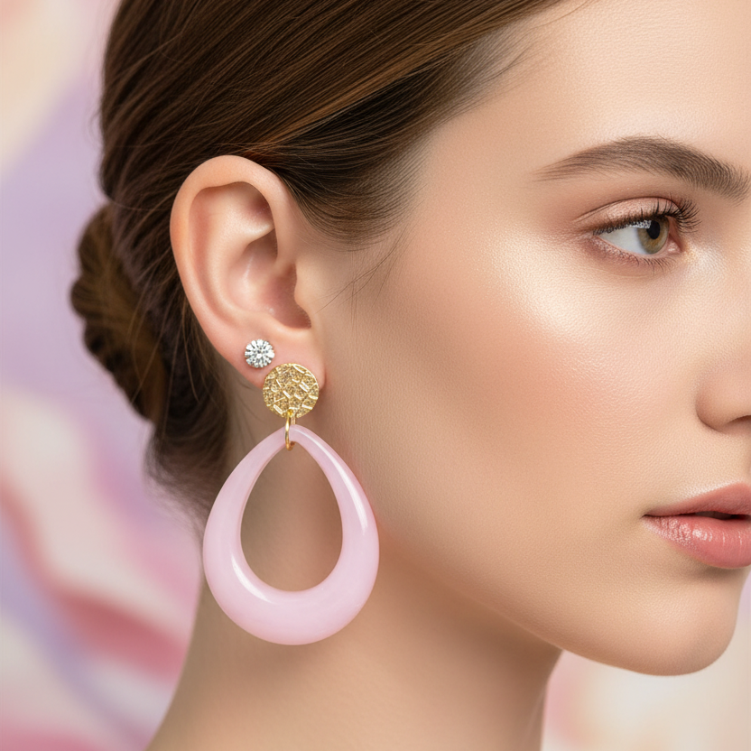 2-Pack Earring Set | Rhinestone Studs & Acrylic Drop Earrings (EF-6027S)
