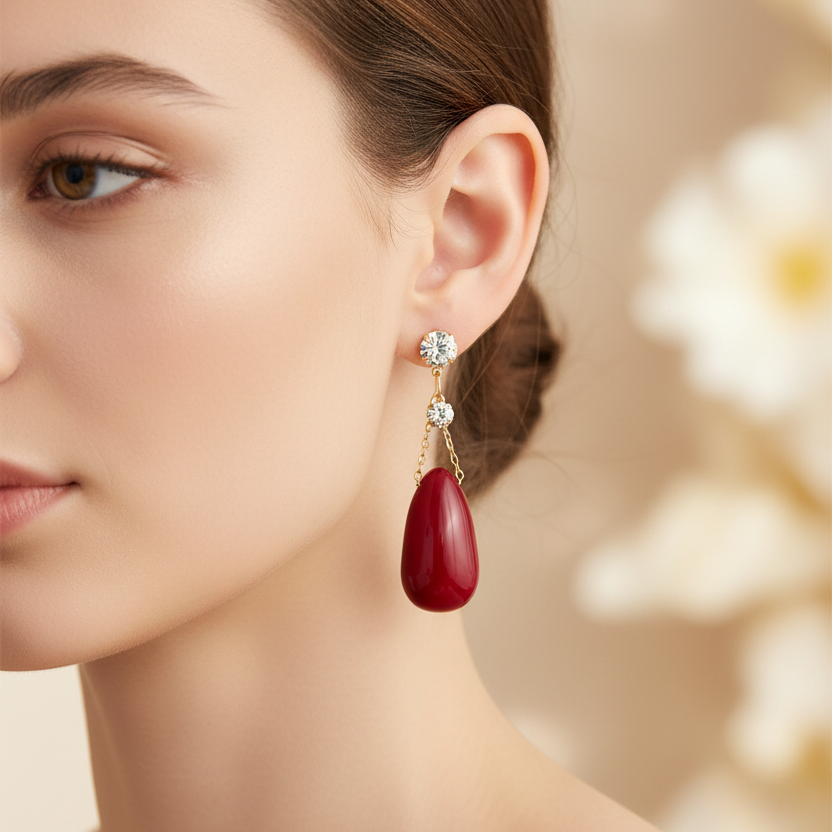 Elegant 6.2cm Rhinestone Tear Drop Dangle Earrings - Vintage Style Statement Drop Earrings for Women (EF-6028S)