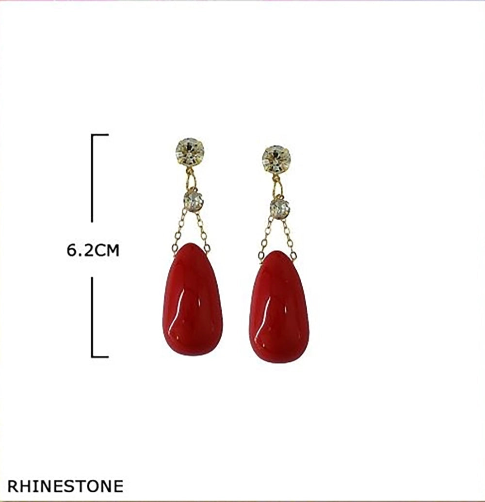 Elegant 6.2cm Rhinestone Tear Drop Dangle Earrings - Vintage Style Statement Drop Earrings for Women (EF-6028S)