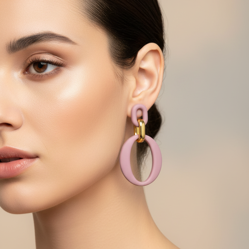 Chic Geometric Matte Link Drop Earrings (EF-6030S)